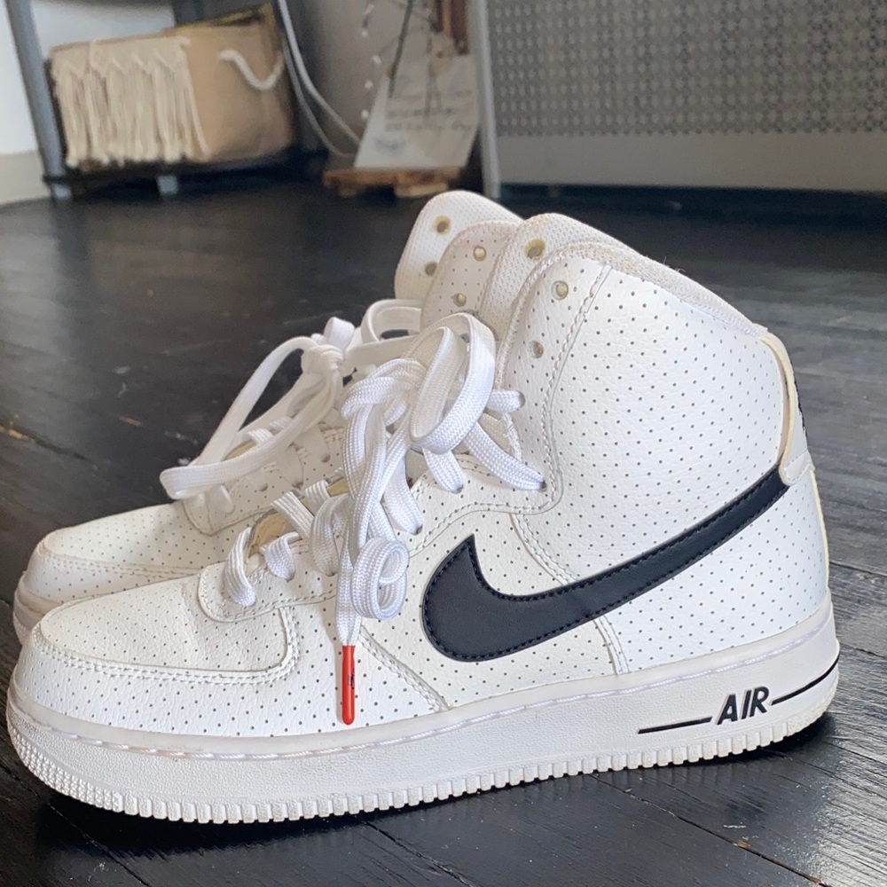 Nike Air White and Black Perforated High-Tops